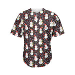 Happy Snowman Pattern Print Men's Baseball Jersey