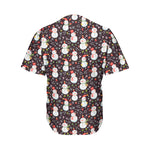 Happy Snowman Pattern Print Men's Baseball Jersey
