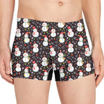 Happy Snowman Pattern Print Men's Boxer Briefs