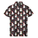 Happy Snowman Pattern Print Men's Short Sleeve Shirt