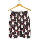 Happy Snowman Pattern Print Men's Shorts
