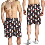 Happy Snowman Pattern Print Men's Shorts