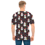 Happy Snowman Pattern Print Men's T-Shirt