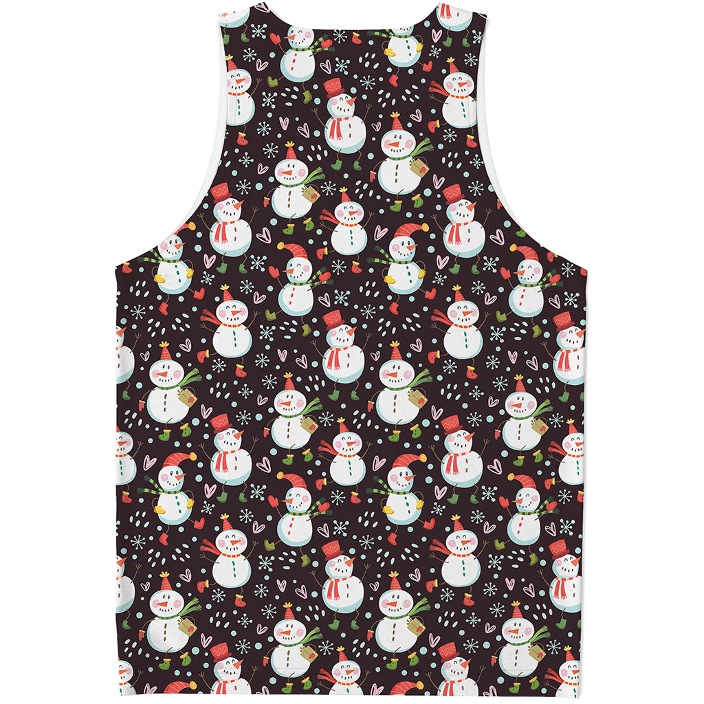 Happy Snowman Pattern Print Men's Tank Top