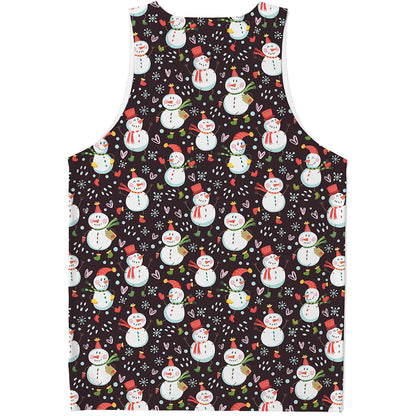 Happy Snowman Pattern Print Men's Tank Top