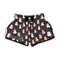 Happy Snowman Pattern Print Muay Thai Boxing Shorts