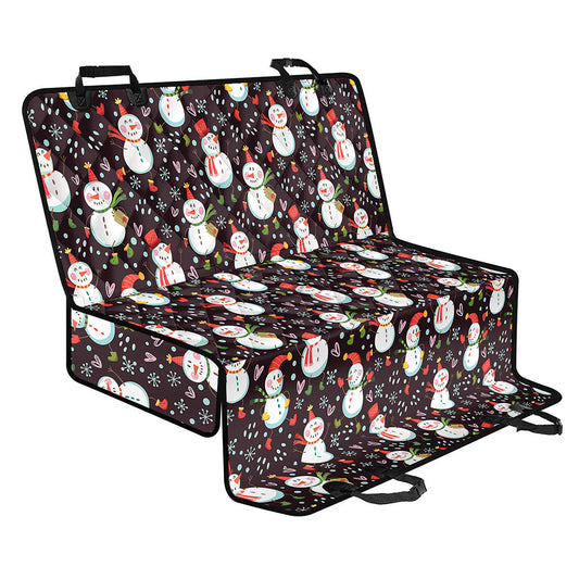 Happy Snowman Pattern Print Pet Car Back Seat Cover