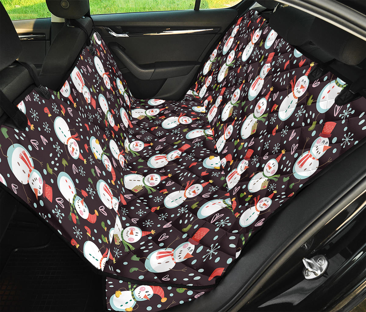 Happy Snowman Pattern Print Pet Car Back Seat Cover
