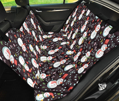 Happy Snowman Pattern Print Pet Car Back Seat Cover