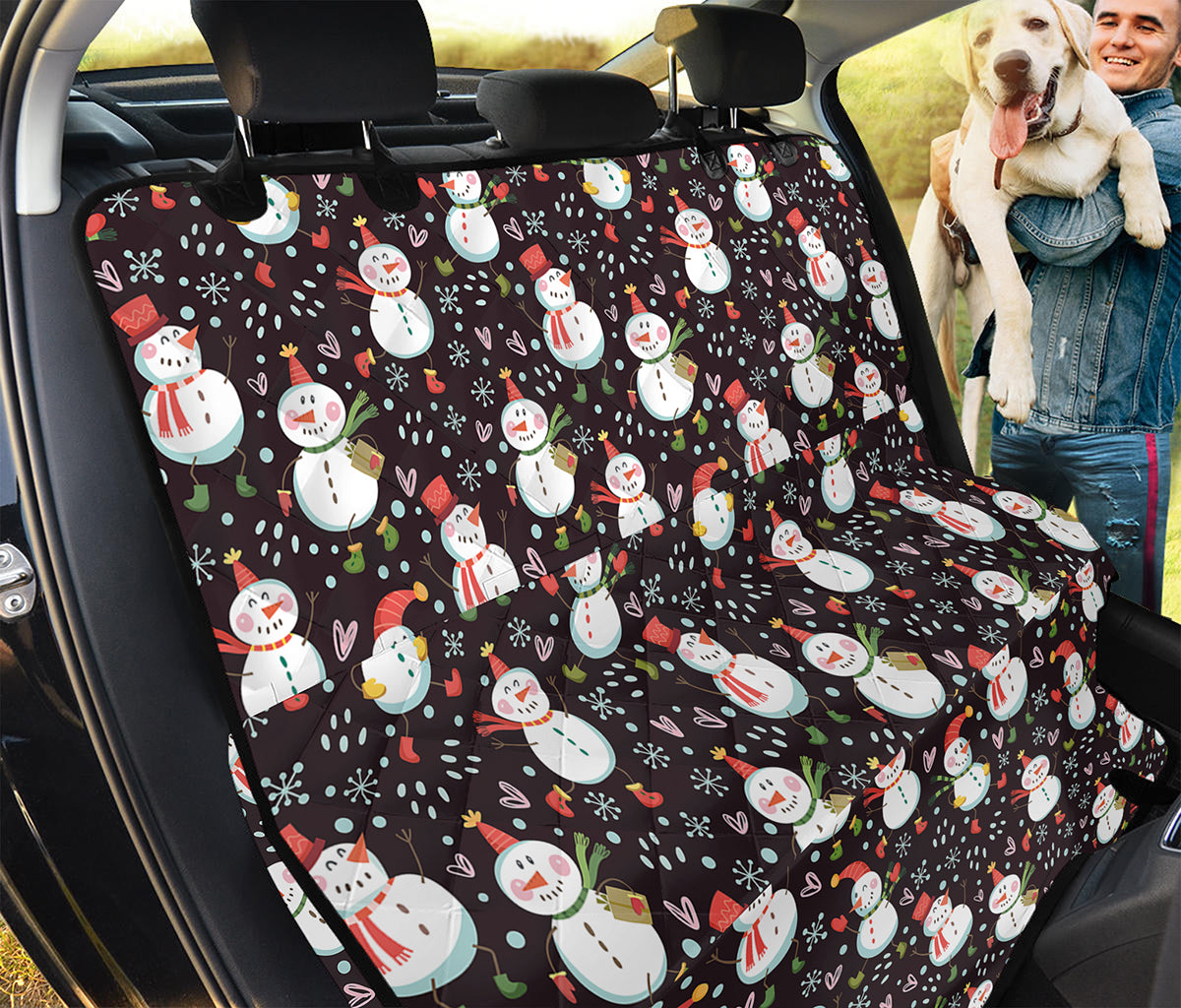 Happy Snowman Pattern Print Pet Car Back Seat Cover