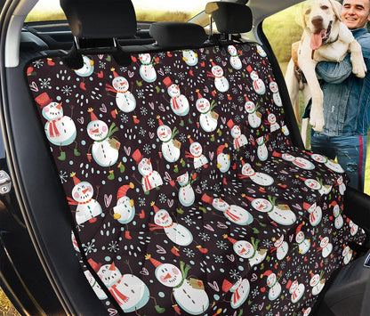 Happy Snowman Pattern Print Pet Car Back Seat Cover
