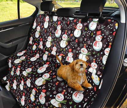 Happy Snowman Pattern Print Pet Car Back Seat Cover