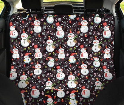 Happy Snowman Pattern Print Pet Car Back Seat Cover
