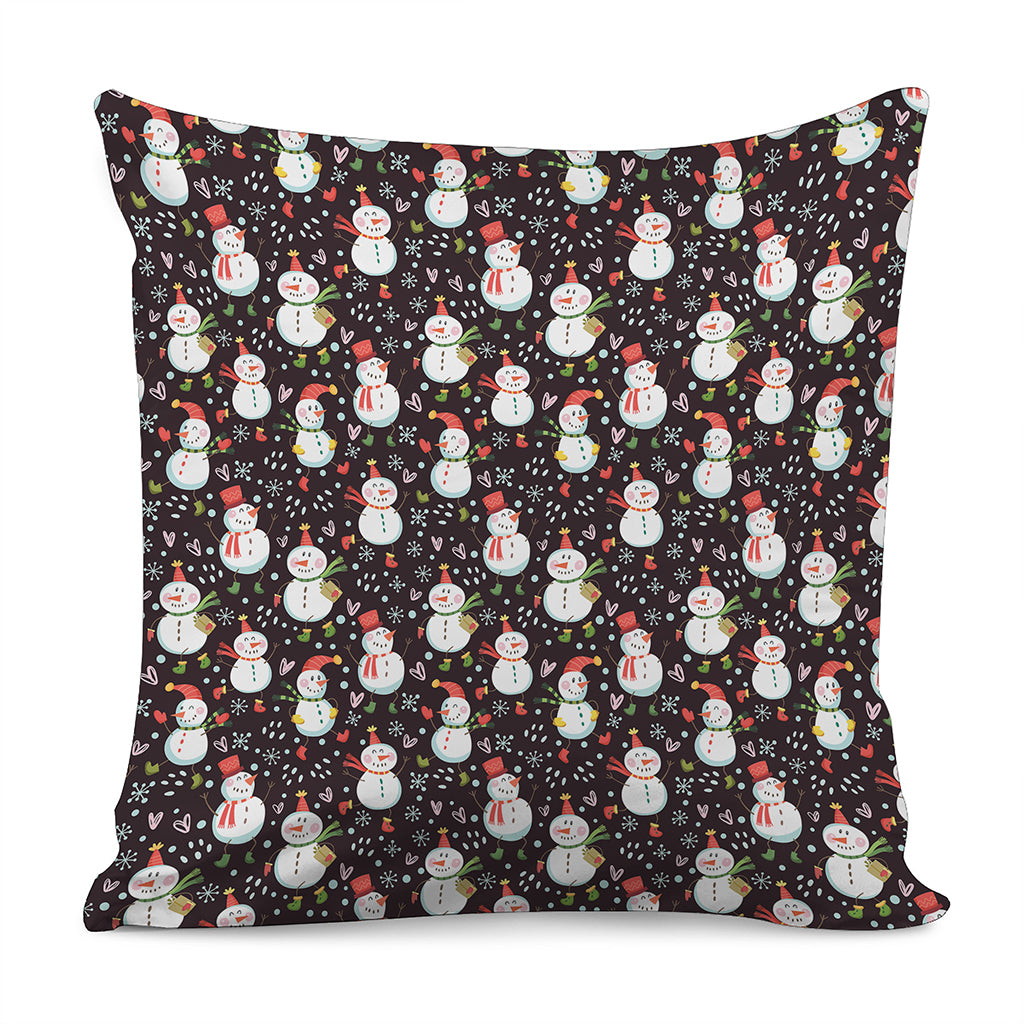 Happy Snowman Pattern Print Pillow Cover