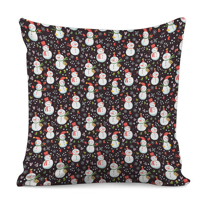 Happy Snowman Pattern Print Pillow Cover