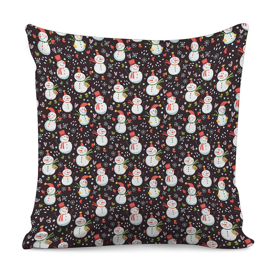Happy Snowman Pattern Print Pillow Cover