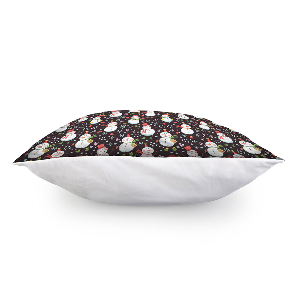Happy Snowman Pattern Print Pillow Cover