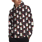 Happy Snowman Pattern Print Pullover Hoodie