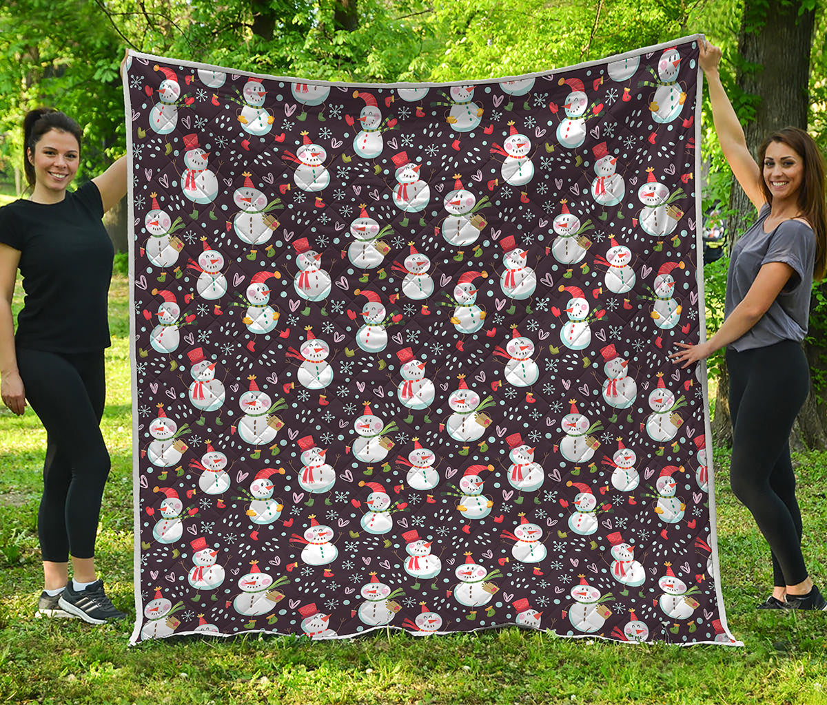 Happy Snowman Pattern Print Quilt