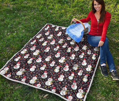 Happy Snowman Pattern Print Quilt