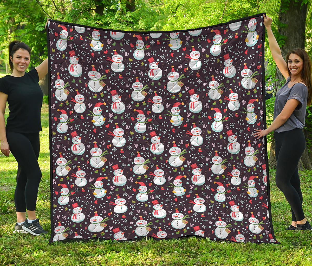 Happy Snowman Pattern Print Quilt