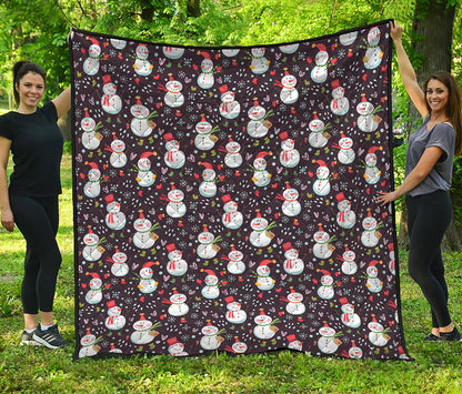 Happy Snowman Pattern Print Quilt