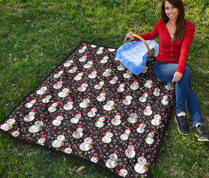 Happy Snowman Pattern Print Quilt