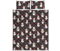 Happy Snowman Pattern Print Quilt Bed Set