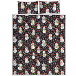 Happy Snowman Pattern Print Quilt Bed Set