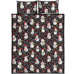 Happy Snowman Pattern Print Quilt Bed Set