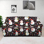 Happy Snowman Pattern Print Sofa Cover