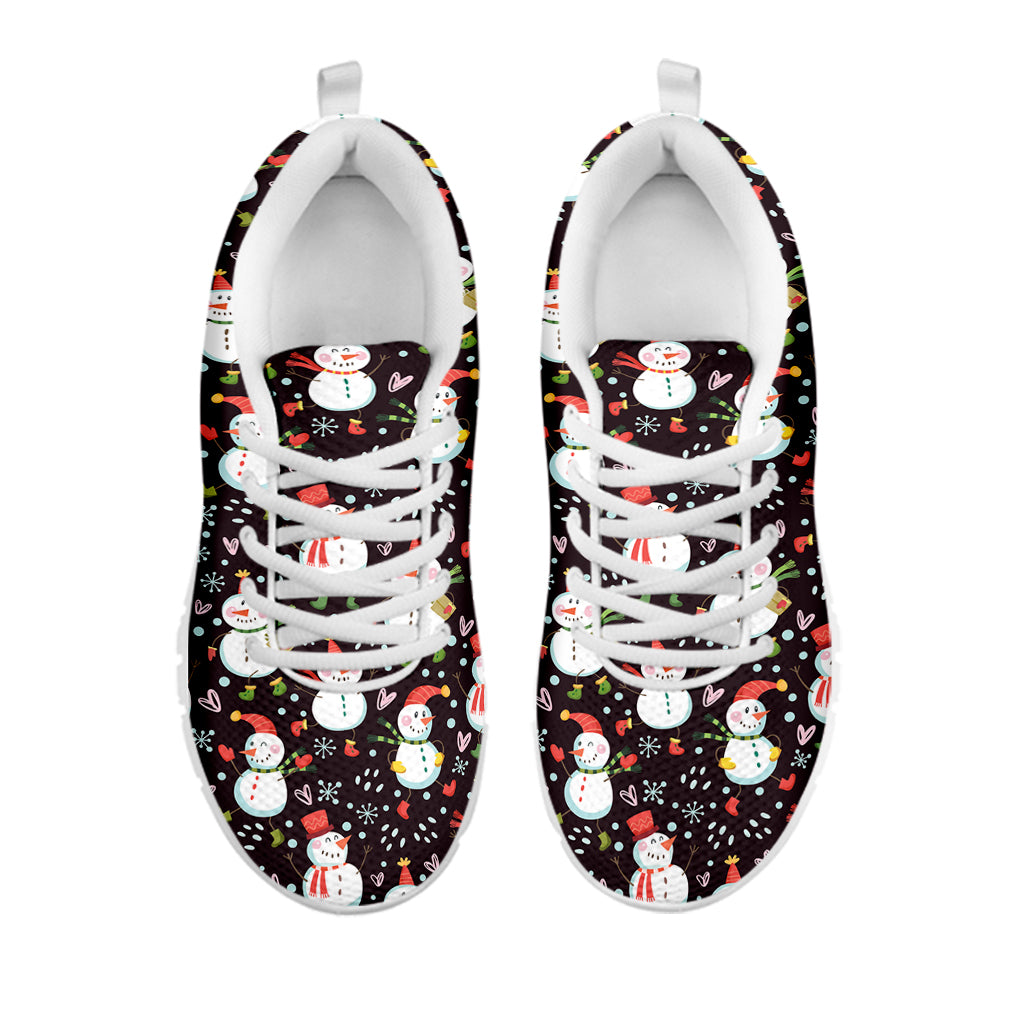 Happy Snowman Pattern Print White Sneakers