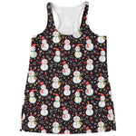 Happy Snowman Pattern Print Women's Racerback Tank Top