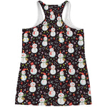 Happy Snowman Pattern Print Women's Racerback Tank Top