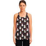 Happy Snowman Pattern Print Women's Racerback Tank Top