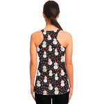 Happy Snowman Pattern Print Women's Racerback Tank Top