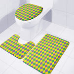 Harlequin Mardi Gras Pattern Print 3 Piece Bath Mat Set