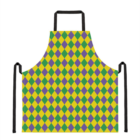 Harlequin Mardi Gras Pattern Print Apron