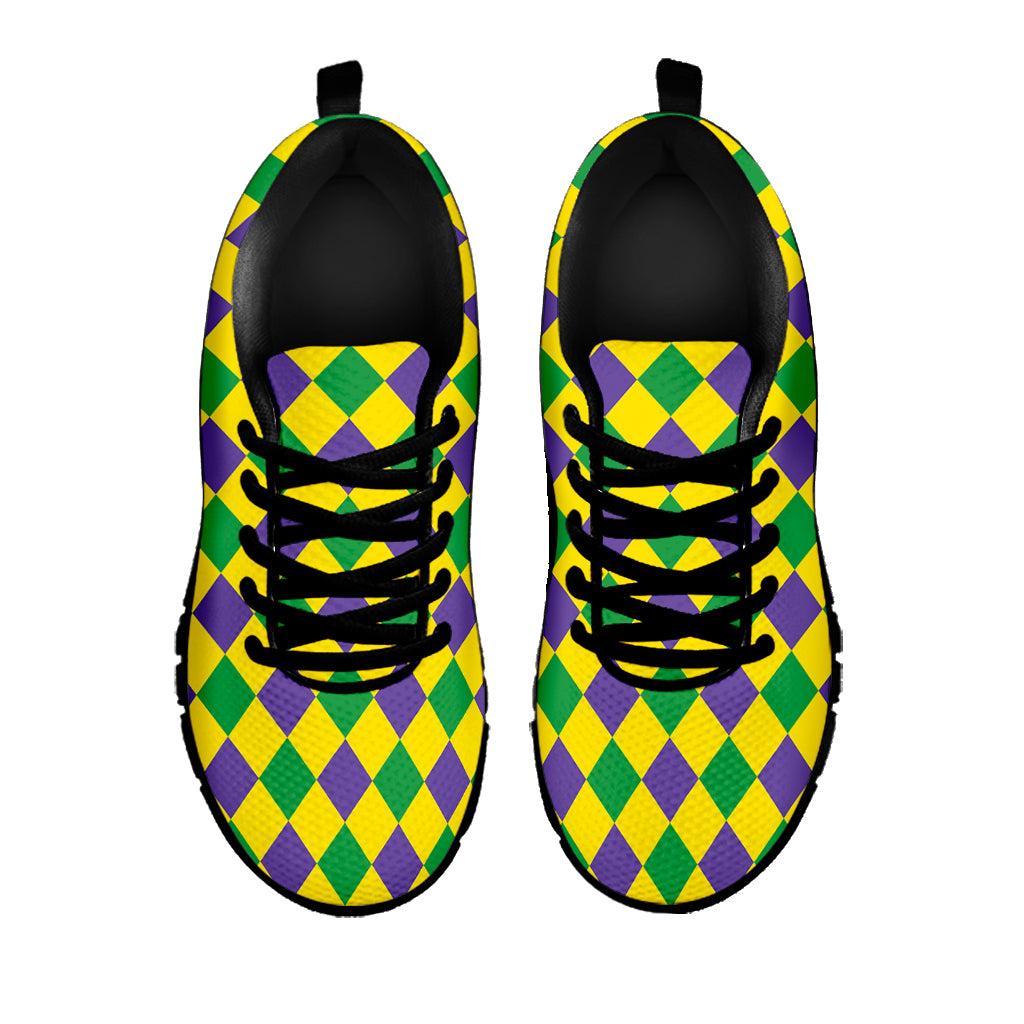 Harlequin Mardi Gras Pattern Print Black Sneakers