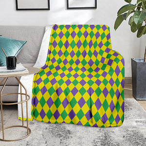 Harlequin Mardi Gras Pattern Print Blanket