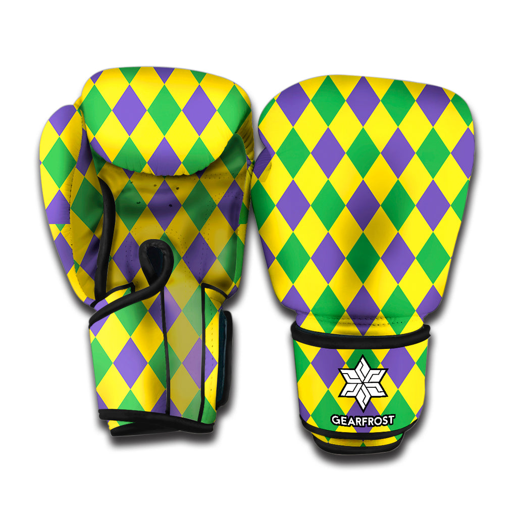 Harlequin Mardi Gras Pattern Print Boxing Gloves