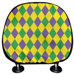 Harlequin Mardi Gras Pattern Print Car Headrest Covers