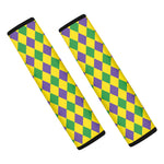 Harlequin Mardi Gras Pattern Print Car Seat Belt Covers