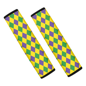 Harlequin Mardi Gras Pattern Print Car Seat Belt Covers