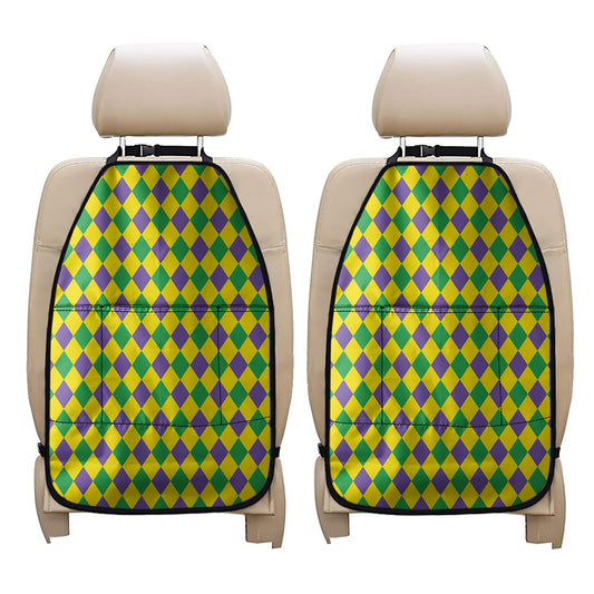 Harlequin Mardi Gras Pattern Print Car Seat Organizers