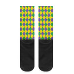 Harlequin Mardi Gras Pattern Print Crew Socks