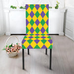 Harlequin Mardi Gras Pattern Print Dining Chair Slipcover