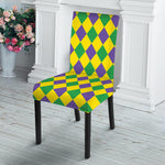 Harlequin Mardi Gras Pattern Print Dining Chair Slipcover