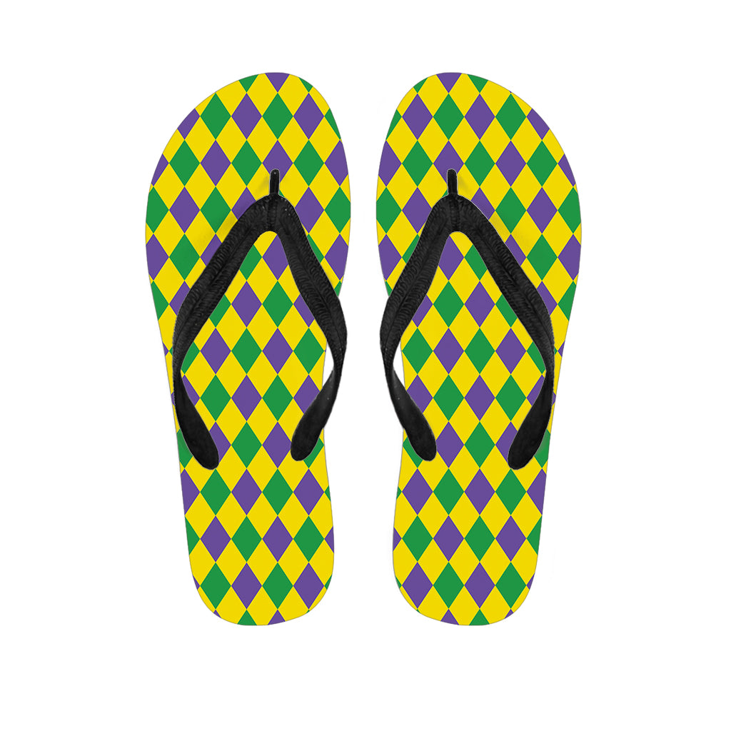 Harlequin Mardi Gras Pattern Print Flip Flops