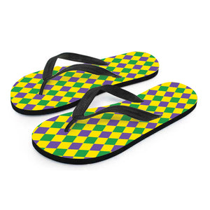 Harlequin Mardi Gras Pattern Print Flip Flops